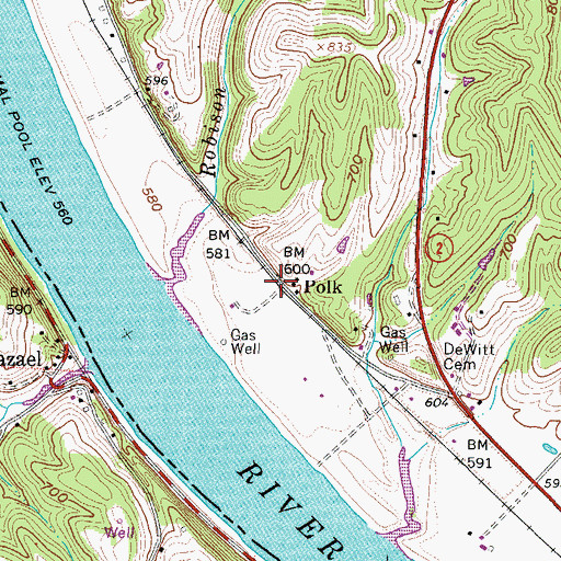 Topographic Map of Polk, WV