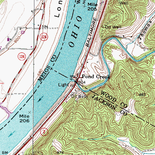 Topographic Map of Pond Creek, WV