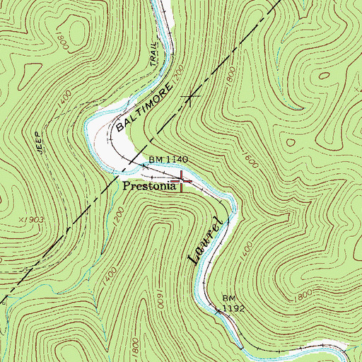 Topographic Map of Prestonia, WV
