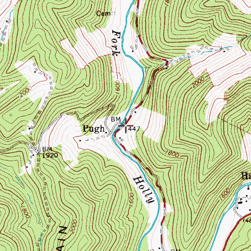 Topographic Map of Pugh, WV