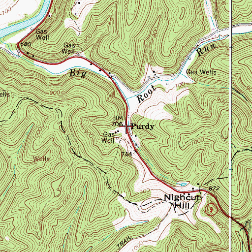 Topographic Map of Purdy, WV