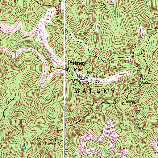 Topographic Map of Putney, WV