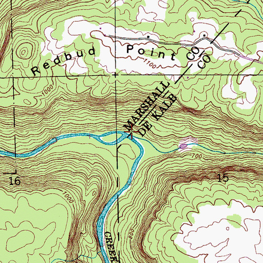 Topographic Map of Black Oak Creek, AL