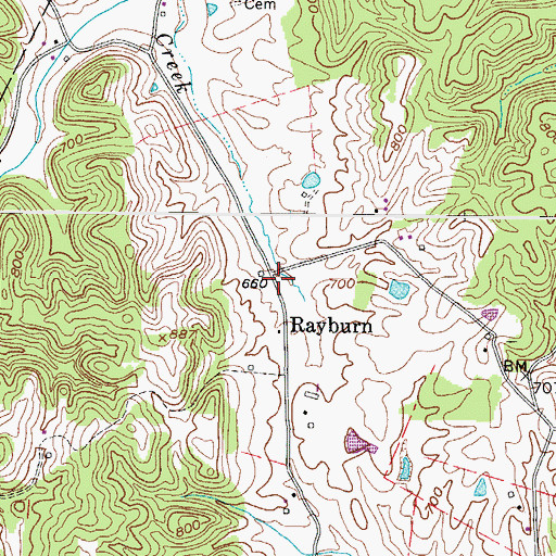 Topographic Map of Rayburn, WV