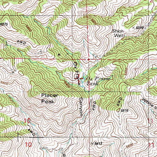 Topographic Map of Ox Frame Tank, AZ