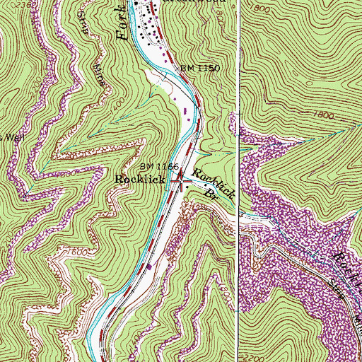 Topographic Map of Rocklick, WV