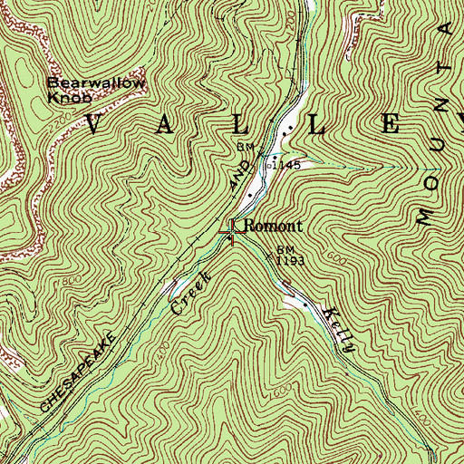 Topographic Map of Romont, WV