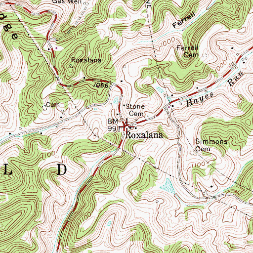 Topographic Map of Roxalana, WV