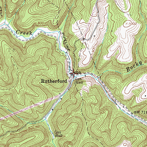 Topographic Map of Rutherford, WV