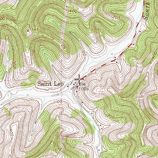 Topographic Map of Saint Leo, WV