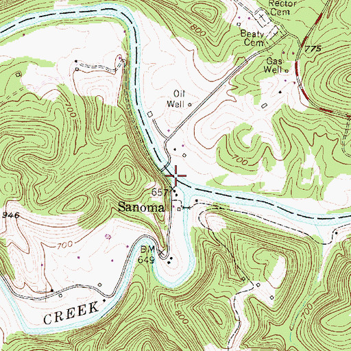 Topographic Map of Sanoma, WV