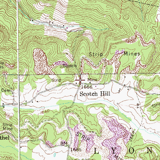 Topographic Map of Scotch Hill, WV