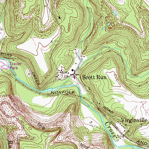 Topographic Map of Scott Run, WV