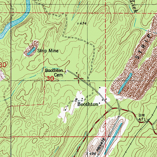Topographic Map of Boothton, AL
