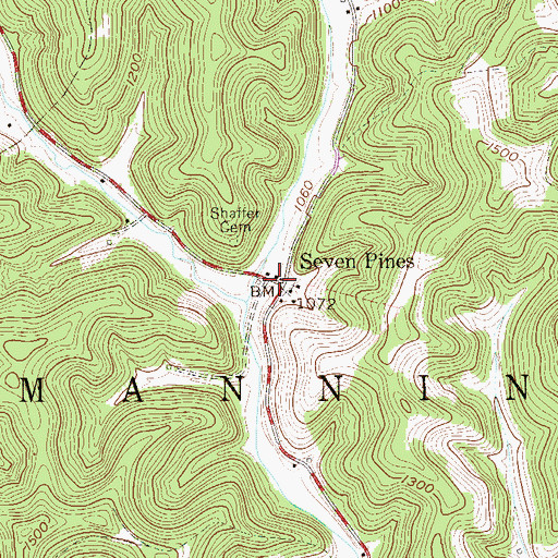 Topographic Map of Seven Pines, WV