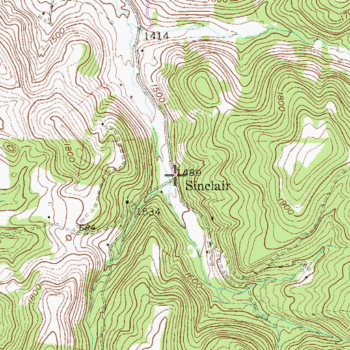 Topographic Map of Sinclair, WV