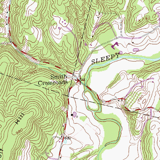 Topographic Map of Smith Crossroads, WV