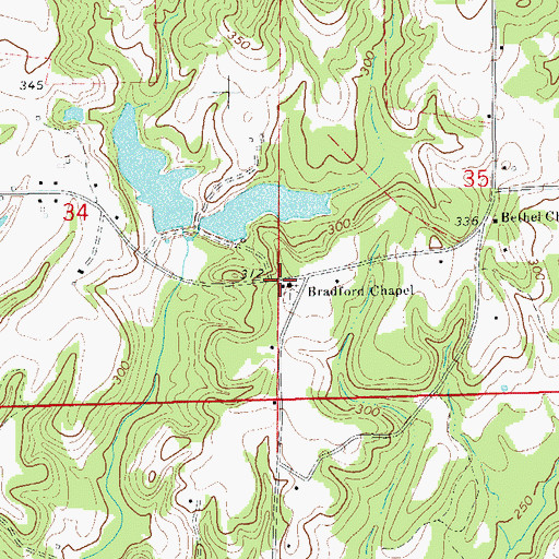 Topographic Map of Bradford Chapel, AL