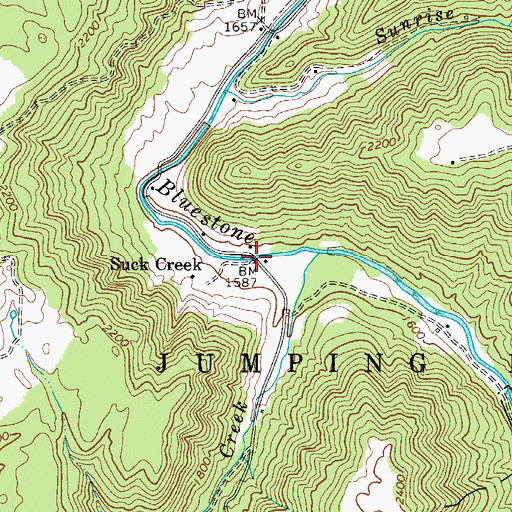 Topographic Map of Suck Creek, WV