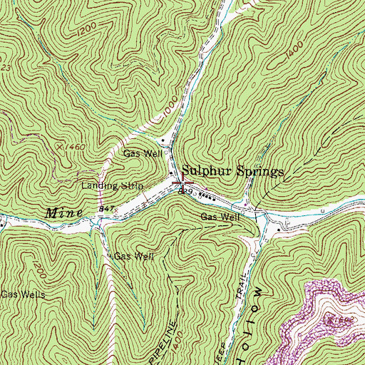 Topographic Map of Sulphur Springs, WV