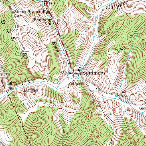 Topographic Map of Summers, WV