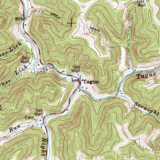 Topographic Map of Tague, WV
