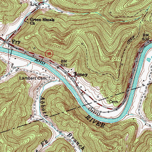 Topographic Map of Toney, WV