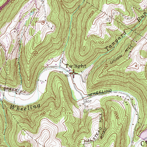 Topographic Map of Twilight, WV