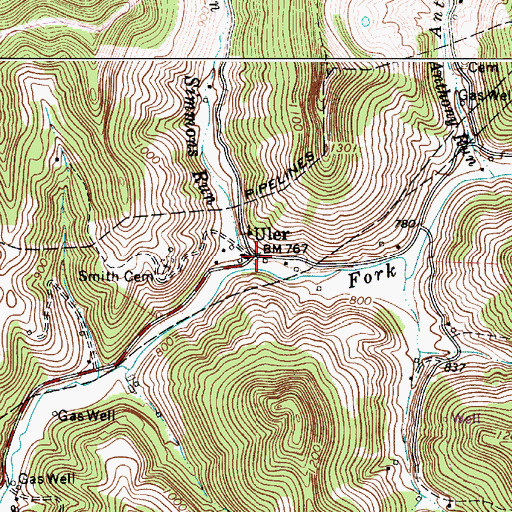 Topographic Map of Uler, WV