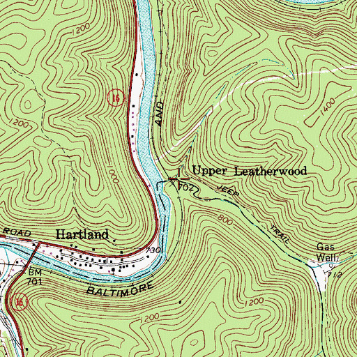 Topographic Map of Upper Leatherwood, WV