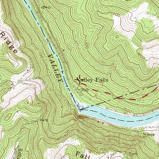 Topographic Map of Valley Falls, WV