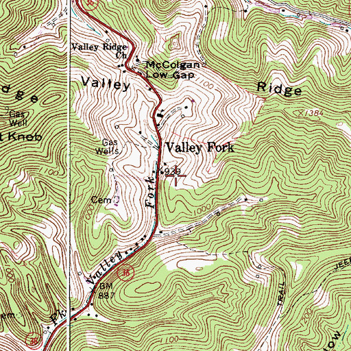 Topographic Map of Valley Fork, WV