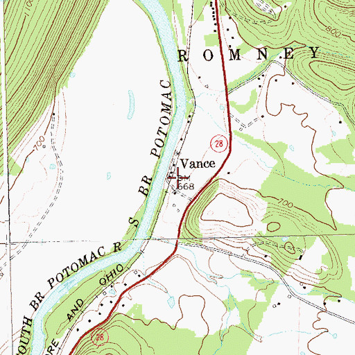Topographic Map of Vance, WV