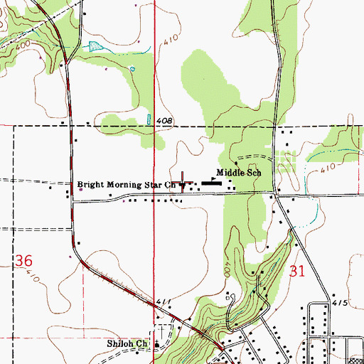 Topographic Map of Bright Morning Star Baptist Church, AL