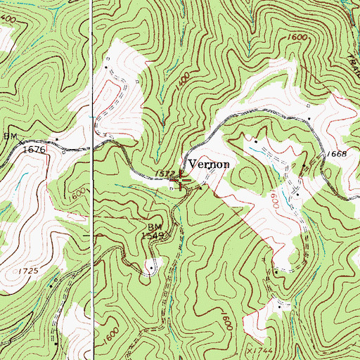 Topographic Map of Vernon, WV