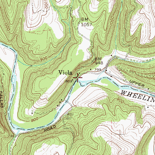 Topographic Map of Viola, WV