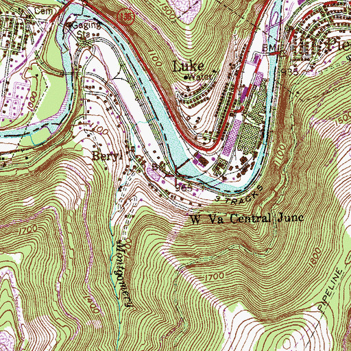 Topographic Map of West Virginia Central Junction, WV