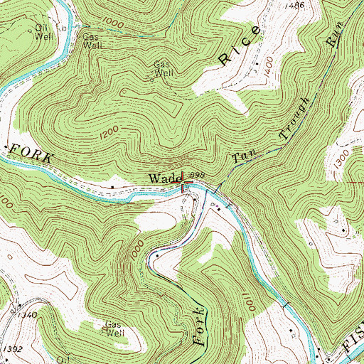 Topographic Map of Wade, WV