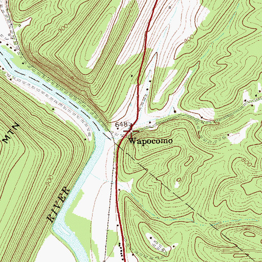 Topographic Map of Wapocomo, WV