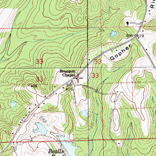 Topographic Map of Brunson Chapel, AL