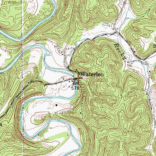 Topographic Map of Waterloo, WV