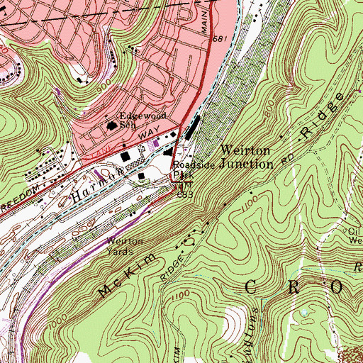 Topographic Map of Weirton Junction, WV