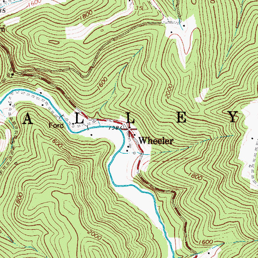 Topographic Map of Wheeler, WV