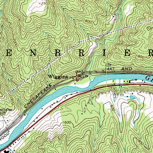 Topographic Map of Wiggins, WV