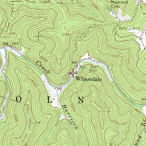 Topographic Map of Wilsondale, WV