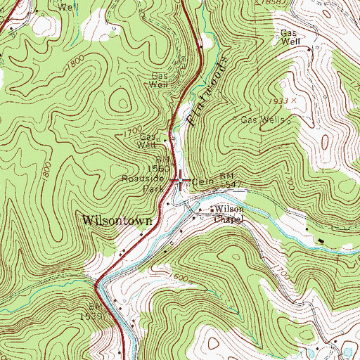 Topographic Map of Wilsontown, WV