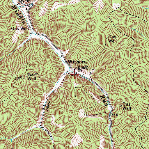 Topographic Map of Withers, WV