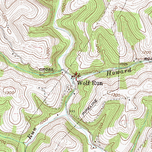 Topographic Map of Wolf Run, WV