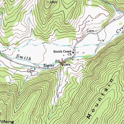 Topographic Map of Zigler, WV