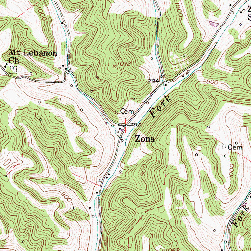 Topographic Map of Zona, WV